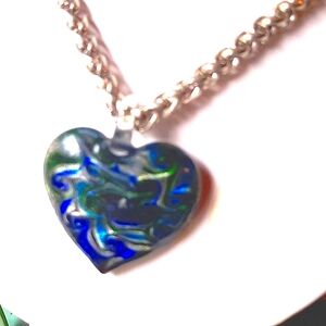 Heart Shape Art Glass Necklace
